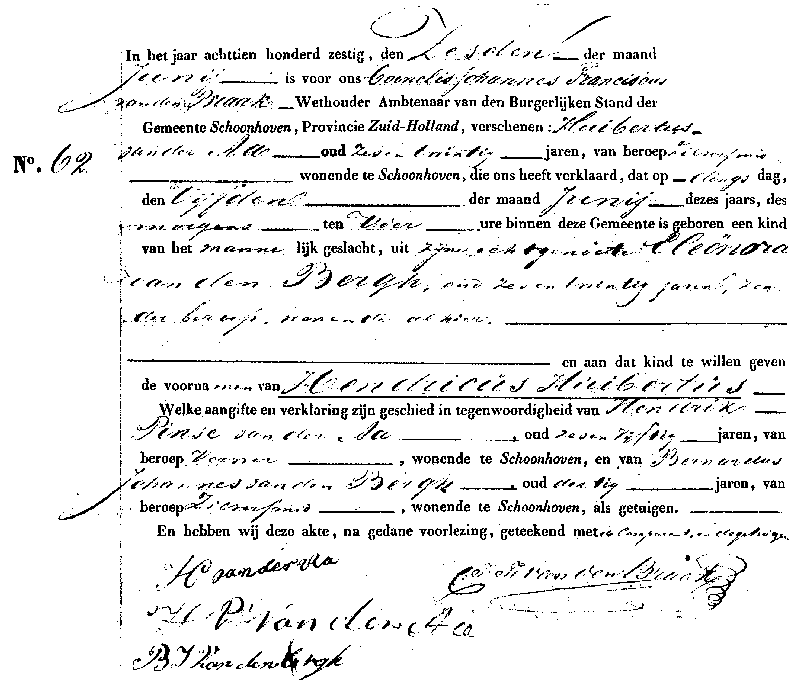 18600606 geb akte 62 Hendricus H zv H vd Aa - E vd Bergh